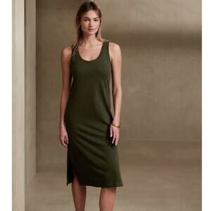 Banana Republic Linen Blend The 90s Tank Dress Green Size S Midi Sleeveless